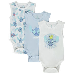 Lot de 3 bodies sans manches Stitch Disney pour bébé garçon 