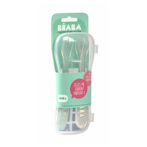 Set de 2 cuillères 1er âge en silicone - Grey/Sage Green 