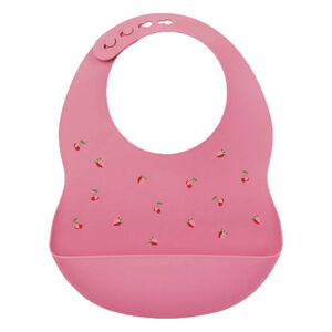 Bavoir en silicone imprimé cerises Rose 