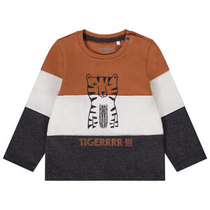 T-shirt manches longues style colorblock print fantaisie pour bébé garçon 