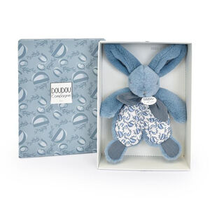 Doudou plat Lapin 18 cm bleu 