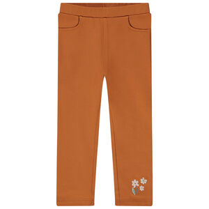 Caleçon long uni à broderies pour bébé fille 