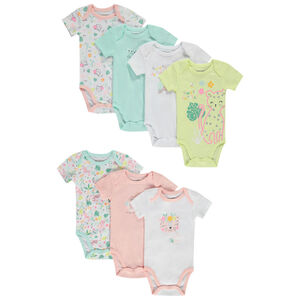 Lot de 7 bodies manches courtes motifs félin pour bébé fille 
