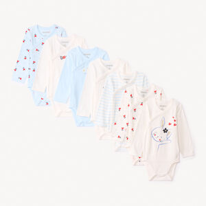 Lot de 7 bodies manches longues fantaisie pour bébé fille avec ouvertures différentes selon l'âge 