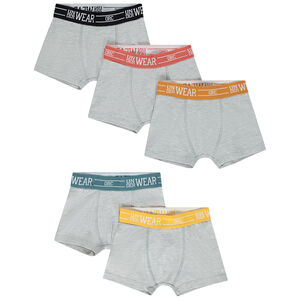 Lot de 5 boxers unis avec élastiques colorés pour garçon 