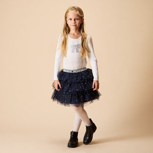 Robe de fête manches longues effet 2 en 1 bi-matière pour fille 