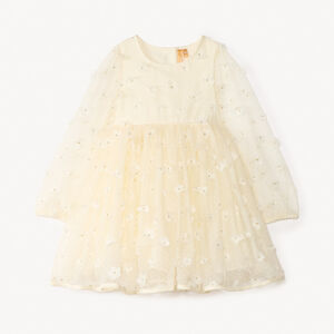 Robe manches longues avec fleurs 3D pour bébé fille 