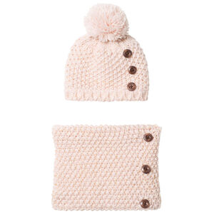 Ensemble bonnet et snood en tricot doublés sherpa pou enfant fille 