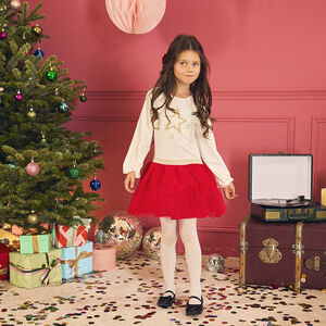 Robe de fête manches longues effet 2 en 1 bi-matière pour fille 