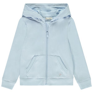 Gilet uni avec capuches et poche + cœur brodé pour fille 