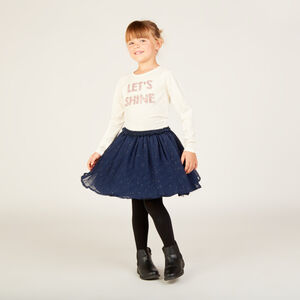T-shirt manches longues à motif pailleté et strass pour fille 