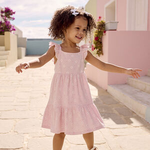 Robe manches courtes imprimée en maille cloquée pour bébé fille 