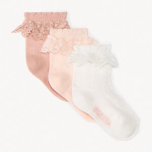 Lot de 3 paires de chaussettes à broderie anglaise pour bébé fille 