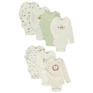 Lot de 7 bodies manches longues pour bébé garçon avec ouvertures différentes selon l'âge 
