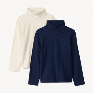 Lot de 2 sous-pulls à col roulé unis avec puff print pour garçon  