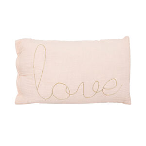 Coussin rectangulaire en gaze de coton Love rose 