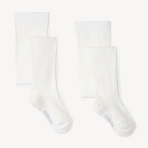Lot de 2 collants épais unis pour bébé fille 