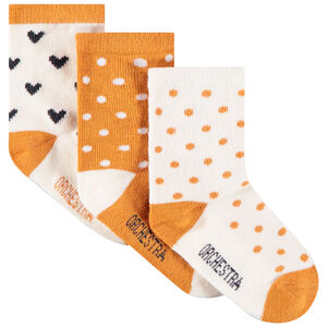 Lot de 3 paires de chaussettes à pois et coeurs pour bébé fille 