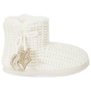 Chaussons bottes en tricot avec décos pailletée pour fille 