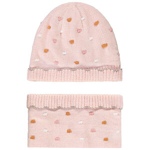 Ensemble en tricot bonnet + snood pour bébé fille 