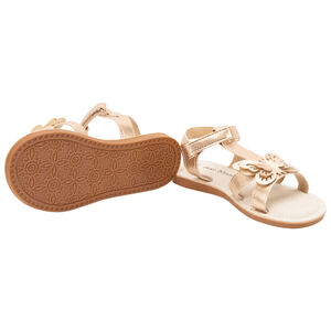 Sandales ouvertes roses et dorées avec patch papillon pour fille 