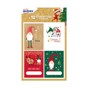 12 étiquettes pour cadeaux de Noël lutins rigolos 