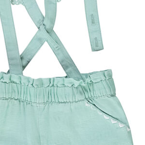 Short à bretelles volantées en broderie anglaise pour bébé fille 