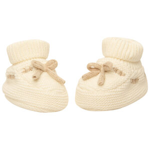 Chaussons naissance en tricot avec nœud pour bébé 