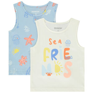 Lot de 2 débardeurs fantaisie en jersey slub pour bébé garçon 