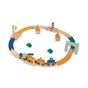 Circuit de train en bois 29 pièces 