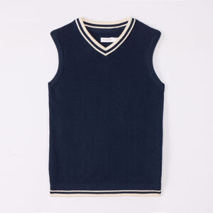 Pull sans manches en tricot uni pour garçon 