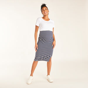 Jupe longue moulante à rayures pour femme 