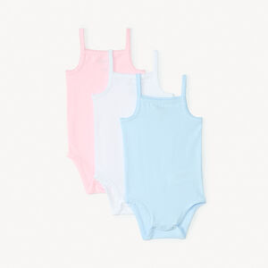 Lot de 3 bodies à fines bretelles unis pour bébé fille 