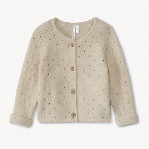 Gilet en tricot uni en maille pointelle effet ajouré pour bébé fille 