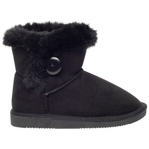 Bottines fourrées effet suédine avec bouton fantaisie pour fille 