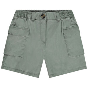 Short en toile à poches et taille élastiquée pour fille 