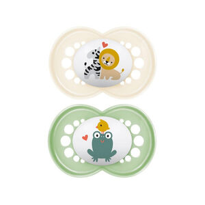 Lot de 2 sucettes silicone Original 18M+ duo d'animaux (modèle aléatoire) 