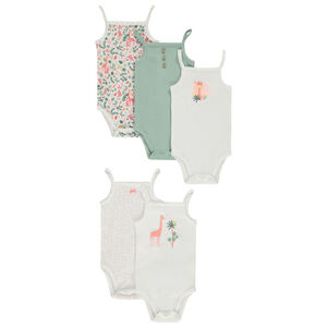 Lot de 5 bodies débardeurs fantaisie girafe pour bébé fille 