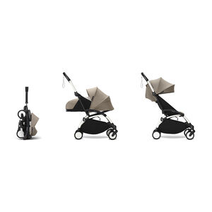 Poussette Stokke® YOYO³ de la naissance à 3 ans - cadre blanc/taupe 