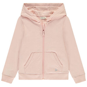 Gilet uni avec capuches et poche + cœur brodé pour fille 