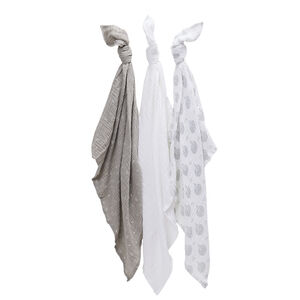 Lot de 3 langes en coton motif oiseaux Feather 