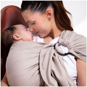 Écharpe de portage tissée sans nœud Sling or blanc 