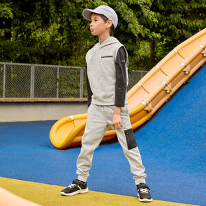 Pantalon de jogging molleton gris chiné pour garçon  