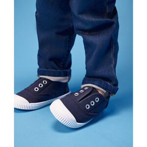 Tennis basses en toile avec languette élastique et œillets pour bébé 