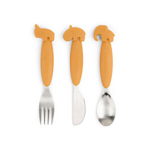 Lot de 3 couverts easy-grip Deer Friends moutarde 