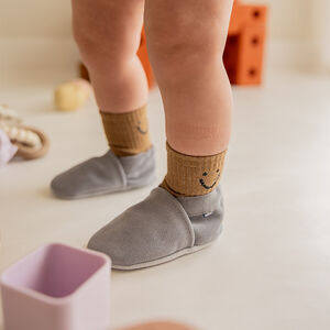 Chaussons souples 6-12M en suède Babysoft sky 