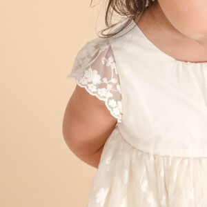 Ensemble de cérémonie robe + bloomer en tulle brodé pour bébé fille 