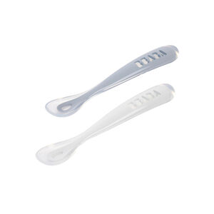 Lot de 2 cuillères 1er âge en silicone galet/bleu nuage 