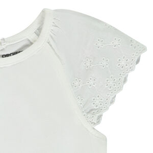 T-shirt manches courtes en broderie anglaise pour bébé fille 