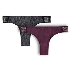 Lot de 2 tangas de grossesse en microfibre et dentelle 